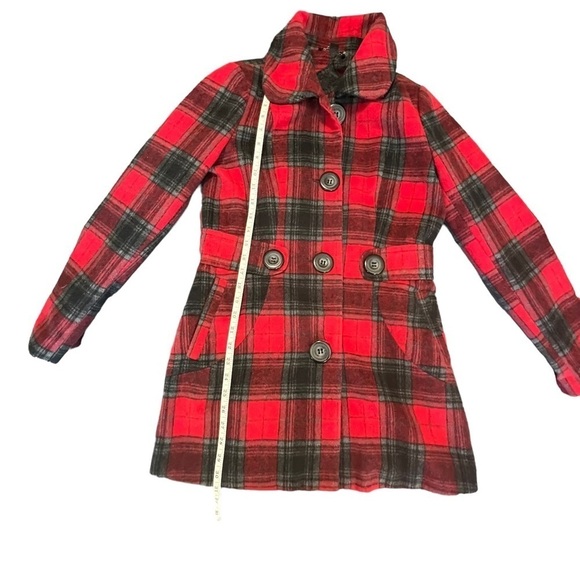 Red Plaid Joujou Lightweight Wool Blend Lined Jacket Womens Size Medium - Picture 4 of 10